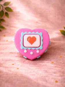 Heart Clicker Keychain, Tamagotchi Style Fidget Toy, Silent Button Stress Relief