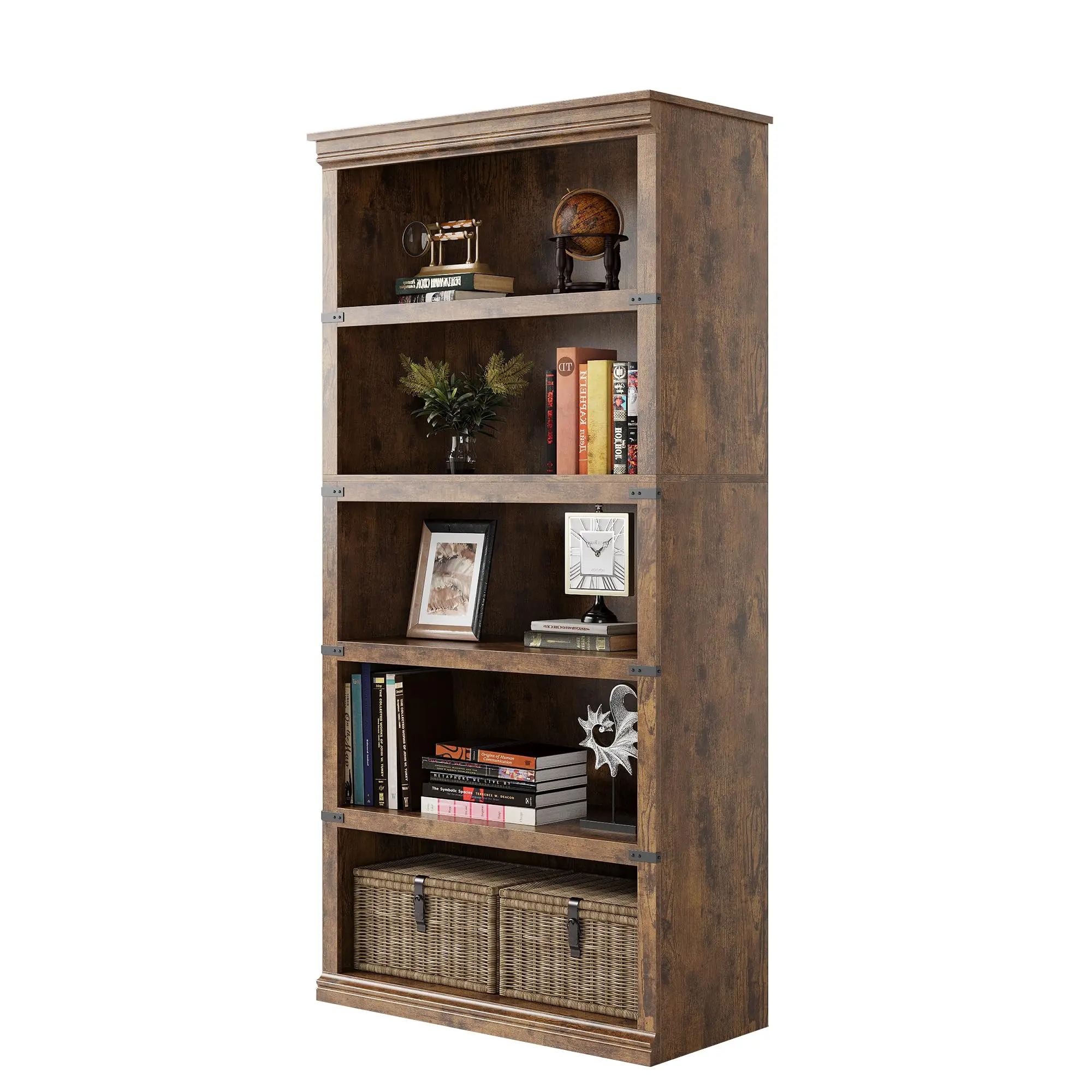 Garvee Librería Estilo Clásico de Pie - Estantería de 5 Niveles Abierta para Almacenamiento - Adecuada para Oficina, Estudio, Dormitorio y Salón - 80×32×171 cm - Vintage