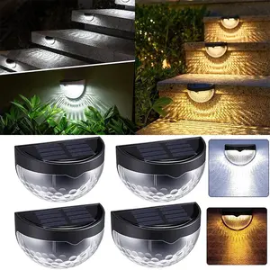 4Packs Solar Powered Fence Lights, Outdoor Waterproof Warm White & White Solar LED Light, Outdoor Wall Lamps for Backyard, Patio, Deck Railing, Pool, Garden New Year  Christmas