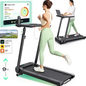 UREVO Walking Pad Treadmill with Adjustable Desk, Foldable Treadmill with Incline, Folding Treadmill Desk, Walking Pad with Handle Bar, UREVO SmartCoach App, Remote Control, 265 Lbs Capacity