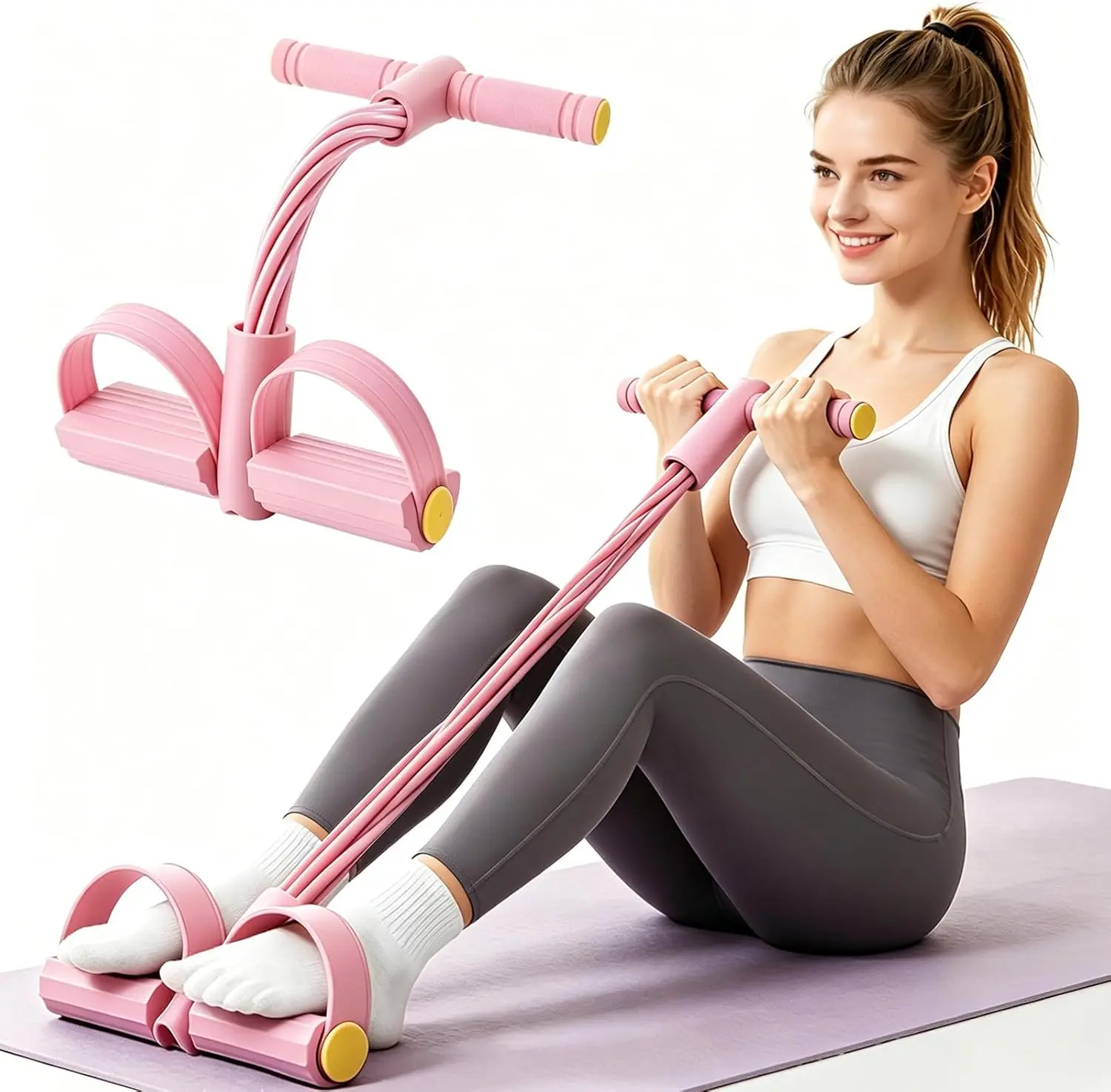 Pedal Resistance Band Exercise Equipment, Dual-Color Optional, Sturdy Non-Slip Pedal Holder, Soft Foam Handles, Compact Indoor Mobility Gear for All Ages, Ideal for Small Spaces & Traveling, Resistive Bands Sets
