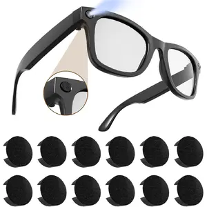 12Pcs LED Light Blocking Stickers Compatible with Ray Ban Meta Wayfarer/Skyler/Headliner(Gen 2) & Oakley Meta HSTN Smart Glasses Accessories, Low-Tack Restickable Blackout Light Covers, Black