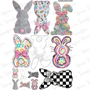 Somebunnies Mini DTF Transfer Gang Sheet 24.5" x 36" Direct To Film for DIY Enthusiasts Vibrant Custom Options Cozy Handmade Aesthetic Pink Green Christmas Design