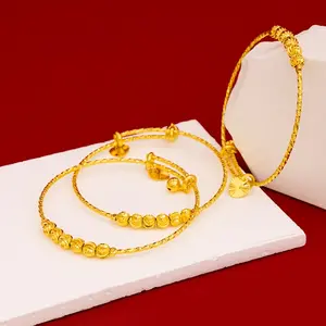3pcs-Cross-border Middle East Explosion Adjustable Size Golden Bead Bracelet Dubai European And American Women'S Bride Wedding Jewelry