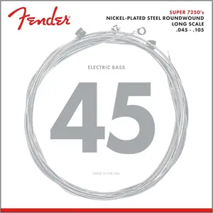 Fender 7250 Bass Strings, Nickel Plated Steel Roundwound, Long Scale, 7250M .045-.105