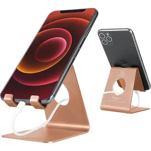 Cell Phone Stand Desk Phone Holder, Cradle, Dock, Compatible with All 4-8Inch Phones, Office Kitchen Traveling Accessories T1 Rose Gold Toiyason