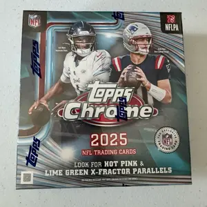 Topps Chrome 2025 NFL Mega Box - Look for Hot Pink & Lime Green X-Fractor Parallels - NFL Trading Cards