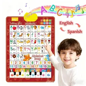 Bilingual English & Spanish Learning Interactive Alphabet Wall Chart -Includes Talking ABC ,123s & Music Poster - Educational Kids Learning Toy , Educational Gift for 3+ Years Old Girls & Boys