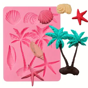 Tropical Paradise Silicone Mold: Perfect for Summer Parties - Includes Coconut Trees, Starfish, And Shells - Suitable for Candies, Cupcakes, Gummies, Chocolates, Clay, And Resin Crafts