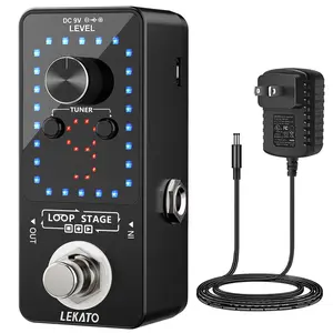 LEKATO 9 Loops 40 minutes Record Time, Guitar Pedal Effect Looper, (with 9V Power Supply Adapter or no with) + USB Cable Set, Electric Guitar Bass Loop Station Kit Tuner Function, Music Lover Boy Girl Friend Gift