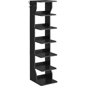 7-Tier Vertical Shoe Rack, Shoe Organizer with, Slim Corner Shelf,-Saving for Entryway and Bedroom, Black ULBS200T16