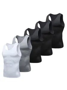 Men's Solid Compression Tank Top, Quick Drying Breathable Shaper Top for Fall, Fall Wear, Back To School Sleeveless Sports Top for Men, Fall Athletic Workout Gym Exercise Clothing, 90s Clothes, Compression Garment