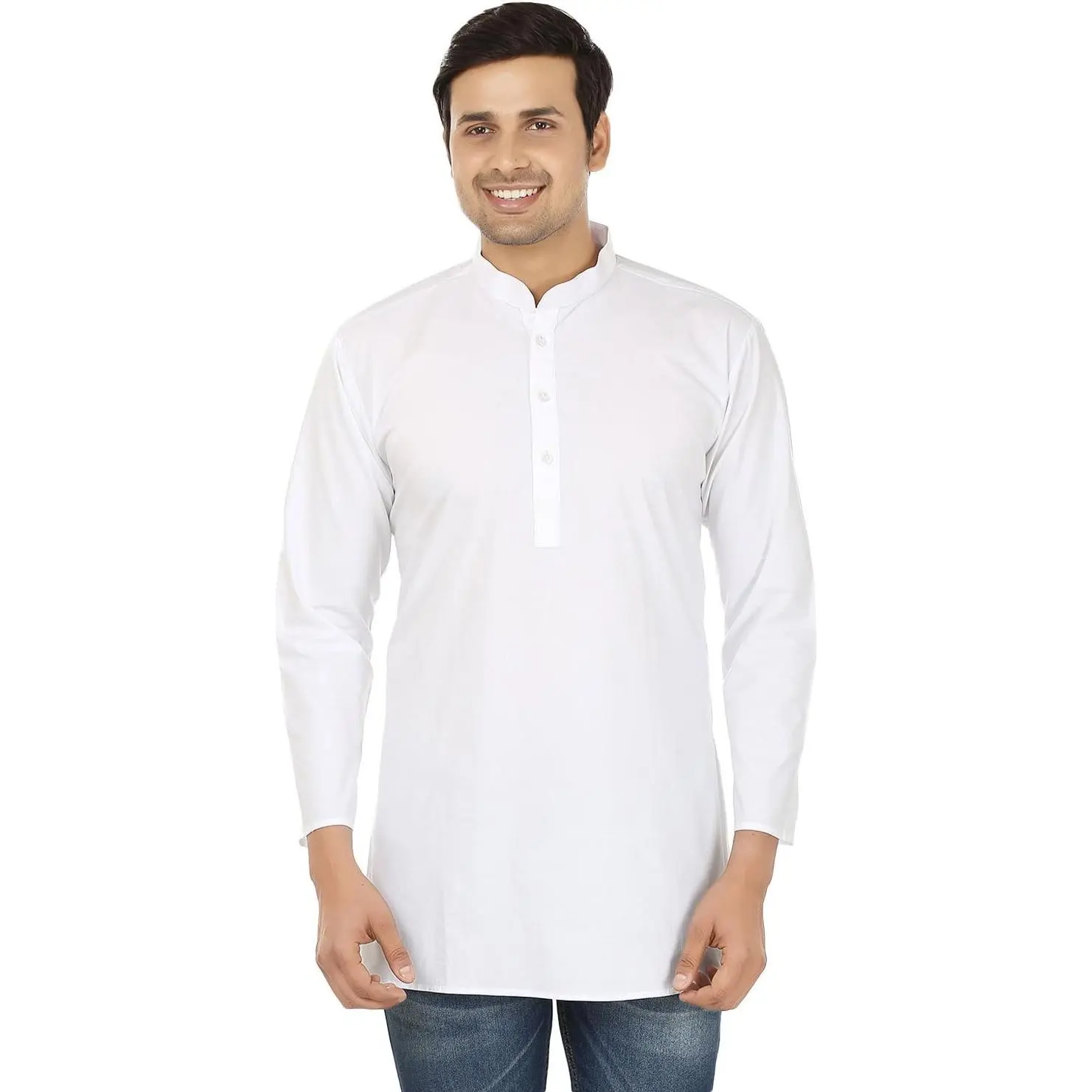 Maple Clothing Cotton Short Kurta Men's Solid Color Fashion Shirt Indian Clothes