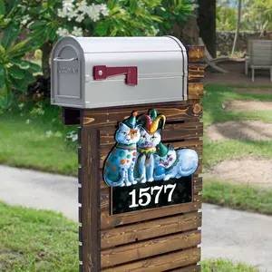 Designocracy MA8512072-LS-12 12 in. The Cats Performance House Number Sign Decor