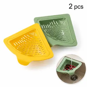 2PCS Magnetic Sink Strainer Baskets, Foldable Corner Drain Baskets for Kitchen Sinks, Collapsible Fruit & Vegetable Washing Baskets, Space-Saving Sink Organizers for Kitchen and Bathroom