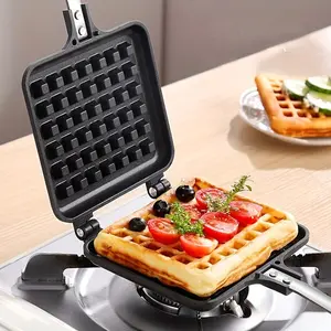 Double-Sided Waffle Maker Non-Stick Aluminum Square Perfect for Pancakes and Cakes Home and Restaurant Use Elegant Finish Durable Nonstick Waffle Maker