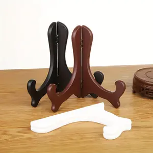 3pcs Foldable Display Plate Holder Rack, Gypsum Painting Plate Holder, Plastic Transparent Base Decorative Rack Porcelain Plate Tea Cake Holder, Clear display stand