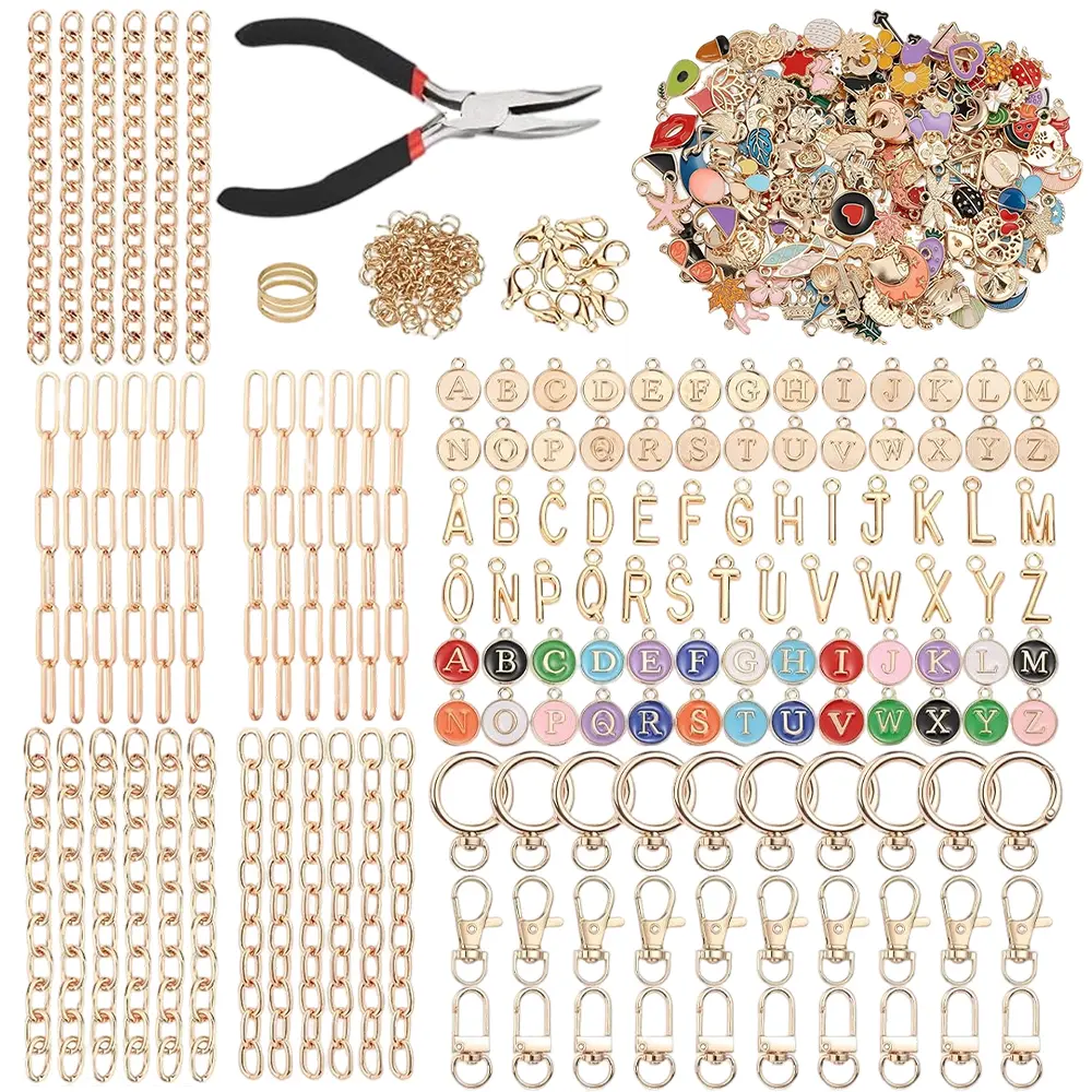 500-Piece DIY Alloy Pendant Crafting Set - Letter Pendants, Tools Included - Sewing Accessories for Home Crafts Enthusiasts to Make Personalized Keychains, Gifts