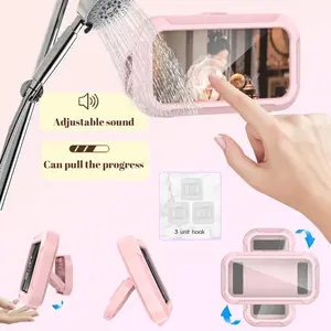 Upgraded Universal Shower Phone Holder, Waterproof 360° Rotatable bracket Extendable Case with Suction Cup, Anti-Fog Clear Cover, Compatible with iPhone/Android. Perfect Bathroom Accessory for Home & Travel.Creative phone holder. Home  must-haves