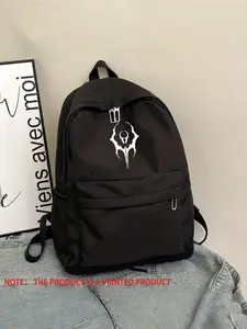 Abstract Totem Symbol Backpack, Gothic Style, Nylon Material, Easy to Clean, Casual Design, Suitable for Daily Use, Unisex