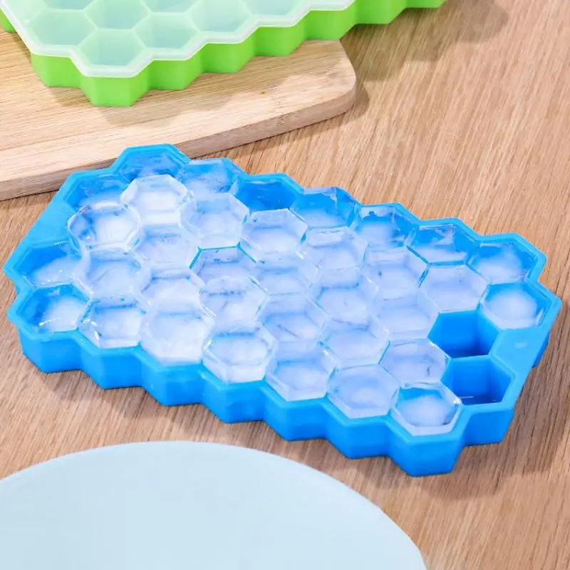 Creative Honeycomb Shaped Ice Cube Mold, 1 Count Silicone Solid Color Ice Cube Tray, Household Diy Ice Ball Maker for Home Kitchen Camping
