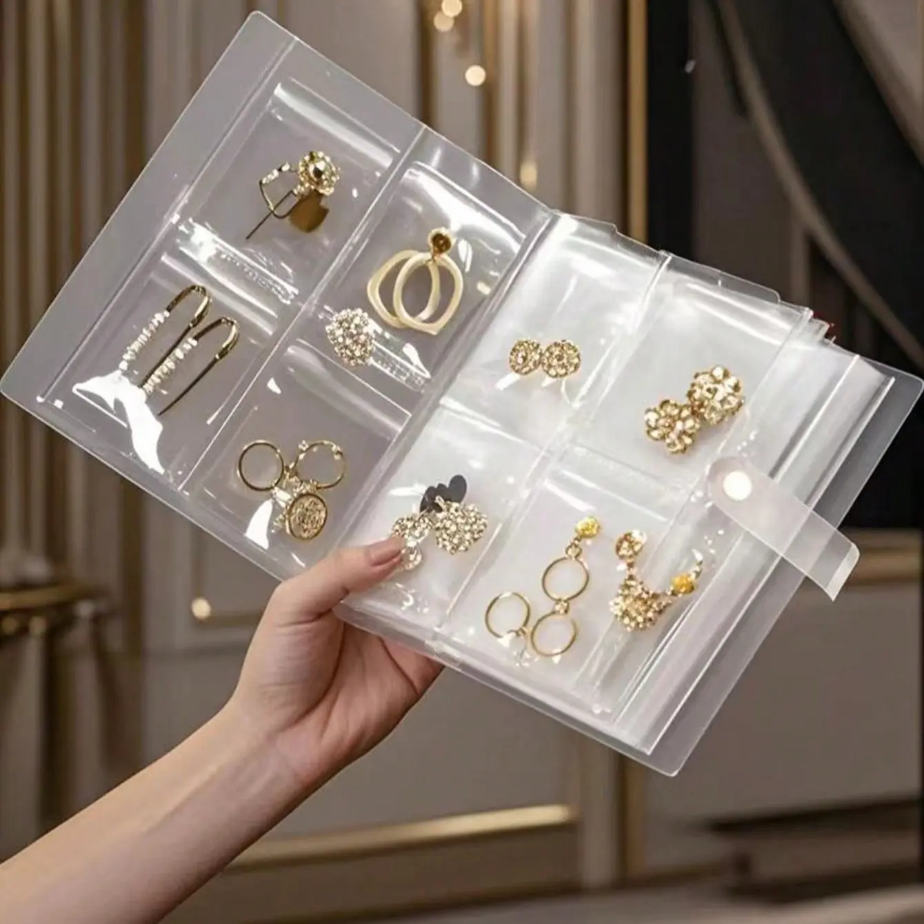 160pcs Frosted Jewelry Storage Booklet, Ring Earring Necklace Organizer, Travel Must-Have, Compact & Durable Design, Perfect Gift Idea, Space Saving Organizer, Durable Plastic Organizers