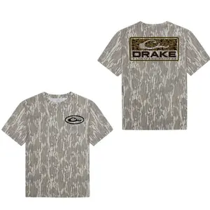 Camo drAke Collection Tee - Camo T-Shirt Unisex Outdoor Tee in Bottomland Camo Ultra Soft Breathable Cotton for All Day Comfort Perfect for Hiking Camping