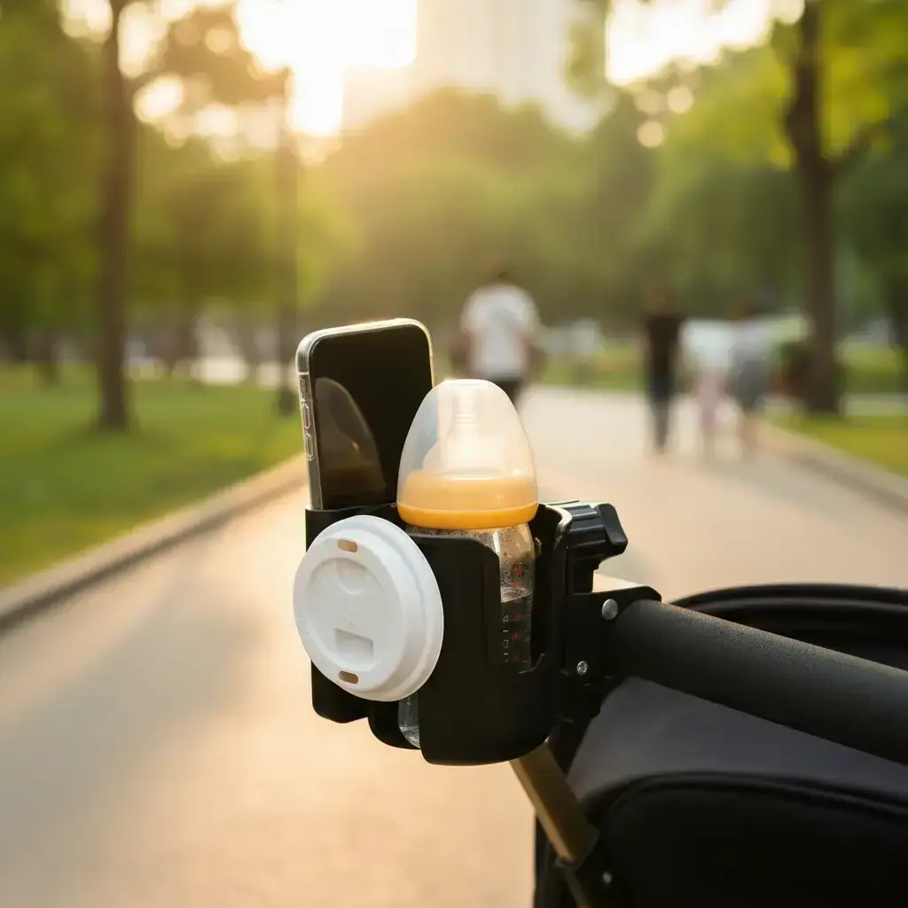 Baby Stroller Cup Holder, Portable 2 in 1 Bottle Holder, Universal Travel Mobile Phone Cup Holder, Baby Stroller Accessories, Traveling Stroller Gear