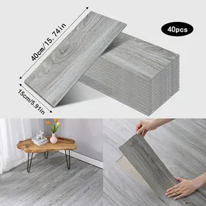 40pcs Realistic Wood Grain Self-Adhesive Vinyl Floor Tiles, Waterproof Non-Slip Easy Peel Design, Modern Style for Kitchen Bathroom Bedroom Living Room, Vinyl Plank
