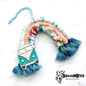 Surf Van Macramé Rainbow Car Charm, Beachy Rainbow, Boho Accessories, Macrame Rainbow, SummerStyle Bracelets