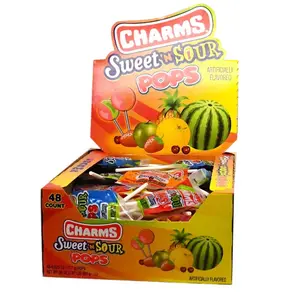 Charms Sweet and Sour Pops, in 5 Assorted Sweet/Sour Flavors, 0.6 Ounce (Pack of 48)