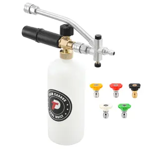 Tool Daily Foam Cannon Dual-Connector Accessory 1L Bottle 1/4" Quick Connect 5 Nozzle Tips for Pressure Washer Car Washing