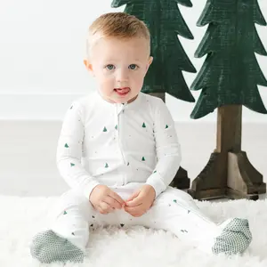 Organic Baby Christmas Pajamas - Soft Cotton with Festive Tree Print for Cozy Nights