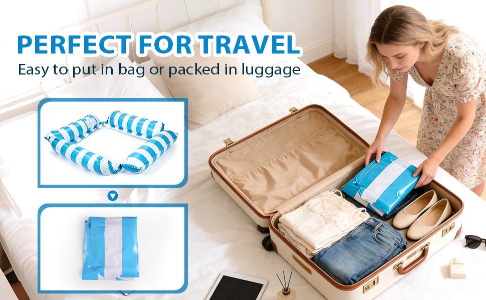 Pool Floats, Inflatable Pool Hammocks, Portable Pool Float for Adults, Pool Floats Adult Lounge Chair, Pool Float Raft for Summer Relaxing & Travel, Pool Accessories for Backyard Party, Above Ground Pool Accessories for Lake & Beach Vacation