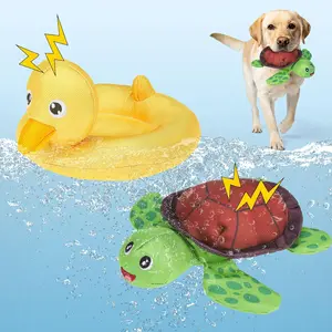 SCENEREAL Dog Water Toy for Medium Small Dogs- 2 Pack Floating Dog Toys Squeaky Toys for Pool Fetch, Turtle & Duck Shape Durable Pet Chew Toy Summer Outdoor Interactive Play