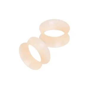 Pair Flesh Tone Thin Silicone 2G-1/2" Glow in the Dark Flexible Ear Skin Tunnels