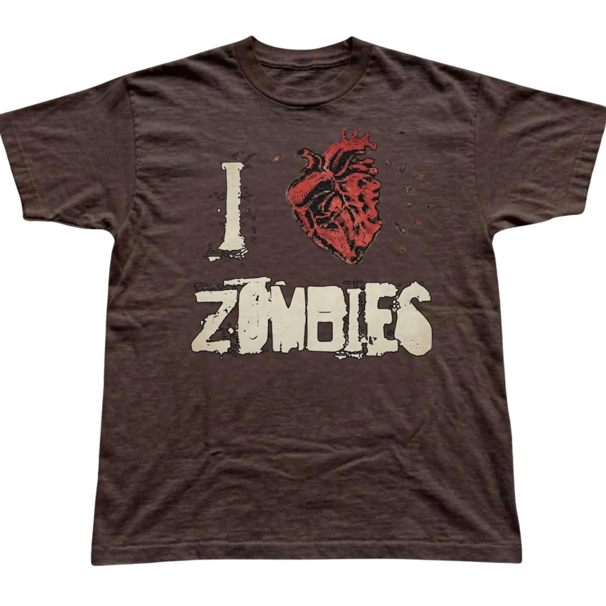 Vintage Distressed I Heart Zombies Shirt,  Anatomical Heart Graphic T-Shirt Y2K Grunge Aesthetic Horror Fan Top, Crewneck for Man, for Woman, Trendy Shirt