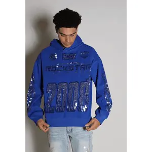 Amos Royal Rhinestone Oversized Hoodie