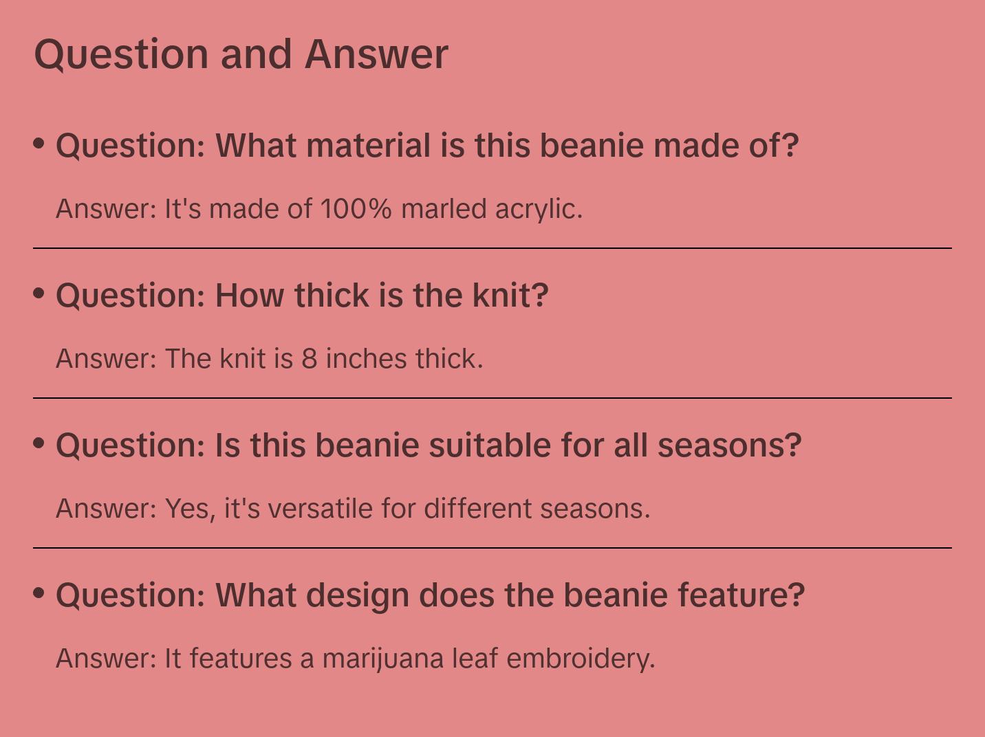 Marijuana Leaf Embroidered Knit Beanie Cap