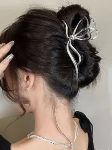 Silver Color Hollow Butterfly Hair Clip, Strong Metal Hold, Durable and Sturdy, Suitable for Long Thick Hair, Daily Use
