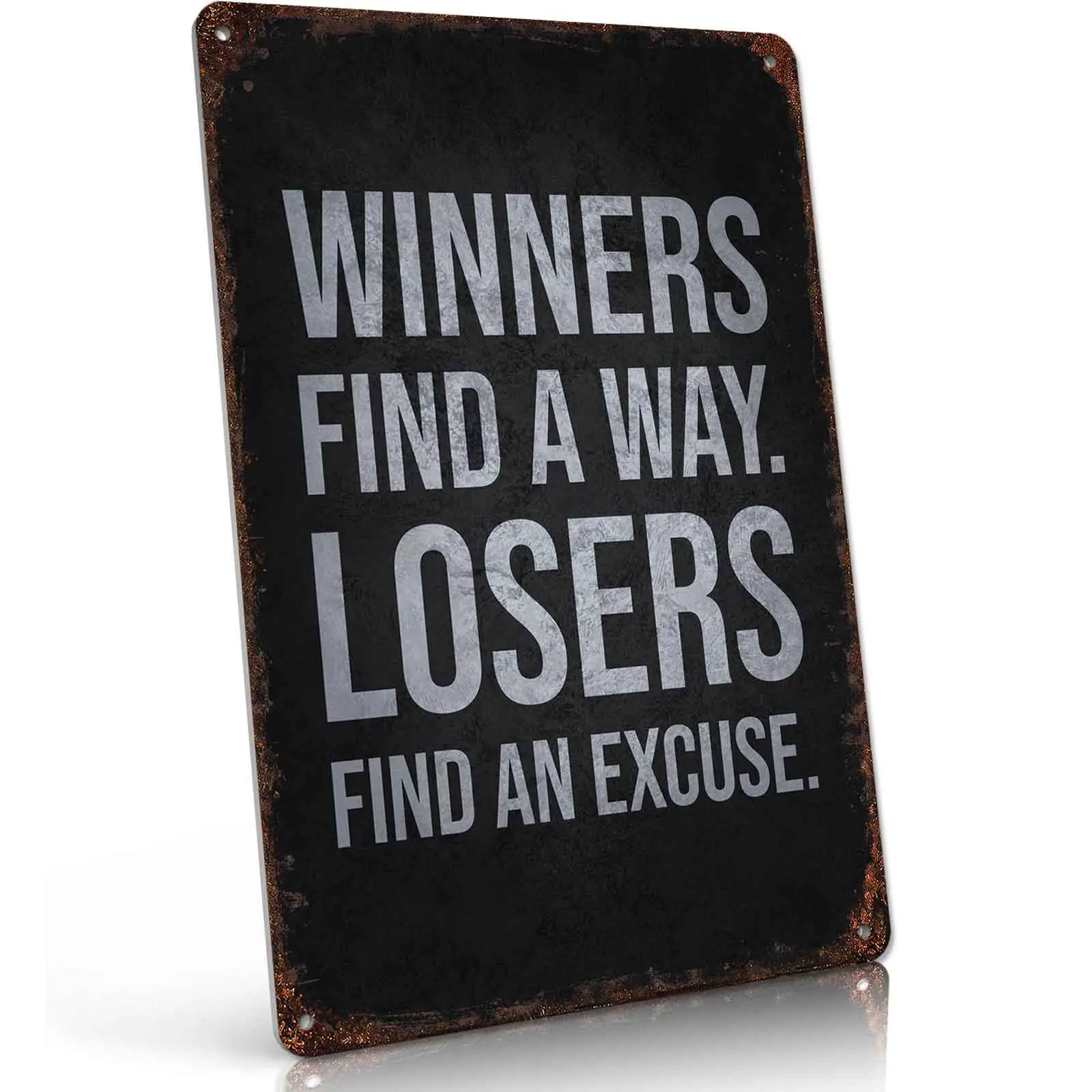 Winners Find a Way Motivational Metal Sign 8x12 Inch, Funny Aluminum Wall Decor for Home Gym Office Garage