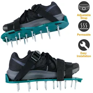 1 Pair Adjustable Lawn Aerator Spike Shoes, Durable Non-slip Grass Aerating Sandals, Easy Install Yard Garden Spike Shoes for Lawn Soil Aeration Backyard Gardening Maintenance