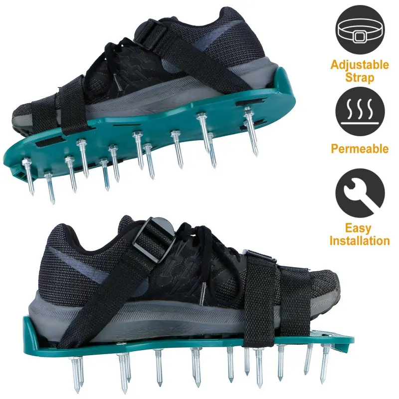 1Pair Adjustable Lawn Aerator Spike Shoes Durable Grass Aerating Sandals for Backyard Lawn Garden Maintenance,summervibes