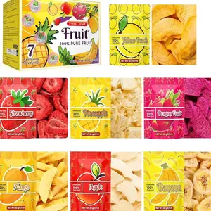 Freeze Dried Fruit Set - 140g Natural Fruit Snacks, Gluten Free, Sugar Free, Healthy Snacks for Kids, 100% Pure Fruits, Great for Lunch, Cereal, Smoothies, Food Gifts, Pack of 7-0.71 oz Each