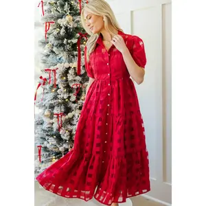 NURSING COLLECTION: So Worth It Red Button Down Midi Dress