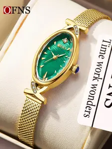 OFNS Women's Light Luxury Elegant 3ATM Waterproof Oval Vintage Quartz Analog Watch, Stylish Timepiece for Every Occasion, Perfect Gift for Her