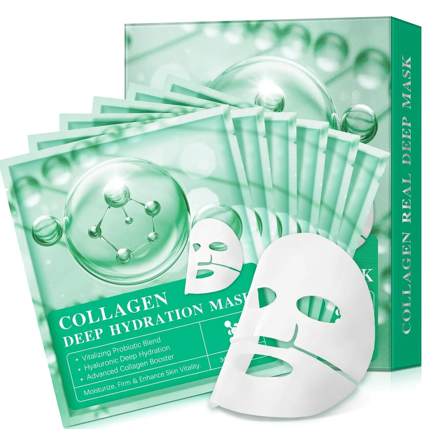Collagen Face Mask 6p, Hydrating, Pore Minimizing, Elasticity Improvement, Firm Enhance Skin Vitality, Deep Collagen Mask Overnight, Facial Hydrogel Mask.