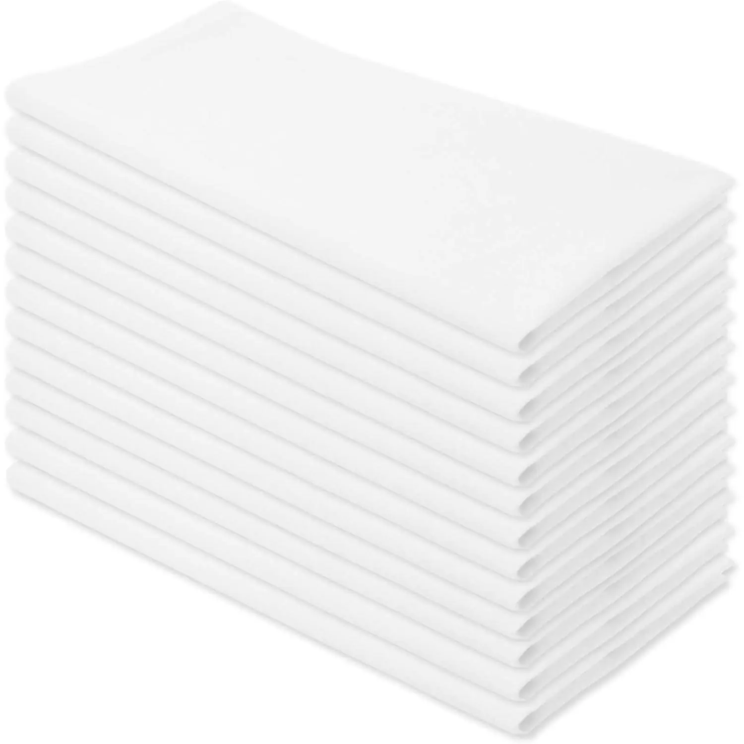 Flour Sack Dish Towels -  Cotton for Embroidery and Drying Glass, Hand, Dinnerware - Plain, Thick, Zero-Lint - Highly Absorbent - Set of 13, 27 x 27 Inch, White