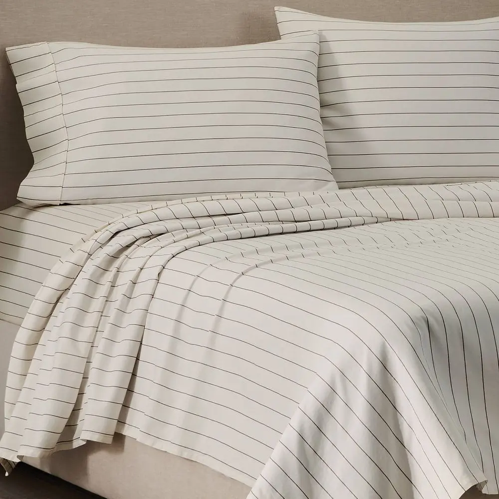 Jeremiah Brent Home Cotton Sateen Sheet Set Chalk Striped