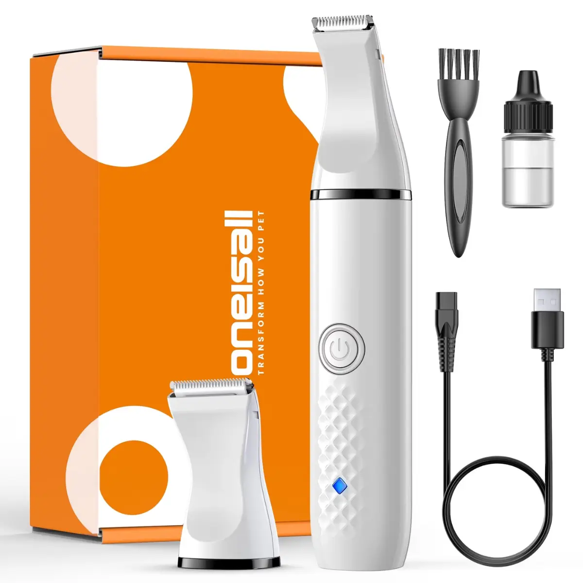 Oneisall N10 Quiet Electric Dog Grooming Clippers, 2-Speed Pet Paw Trimmer, White
